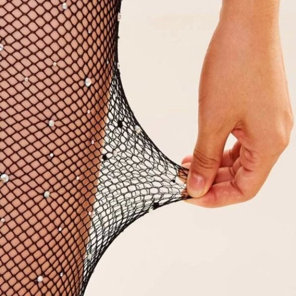 Rhinestone Detailed Mesh Tight nylons - Picture 7 of 8